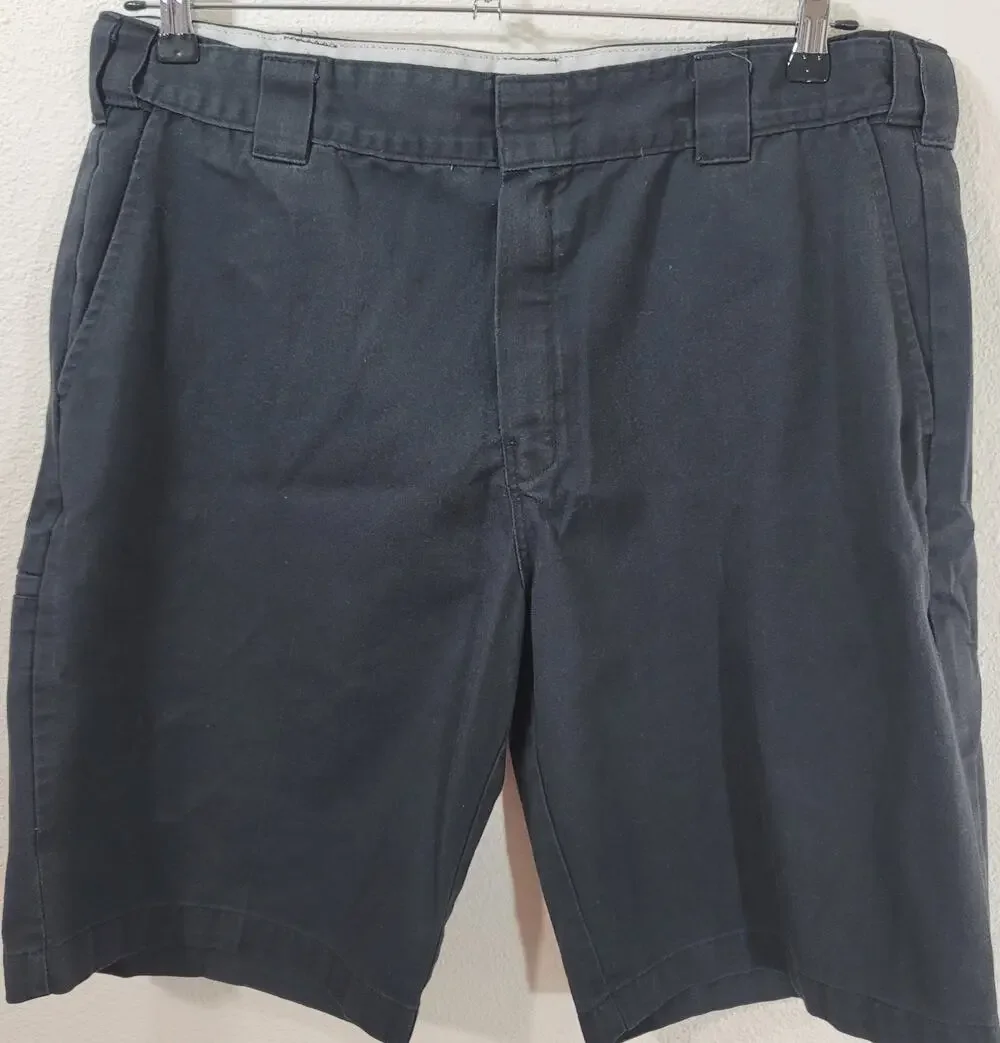 Dickies Charcoal Gray Relaxed Fit Flat Front Men's Shorts 38 Stretch Waistband